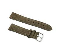 YYJzsw Echtes Leder Wildleder Uhrenarmband Retro 18mm 19mm 20mm 22mm Grau Blau Uhrenzubehör(Green,19mm)