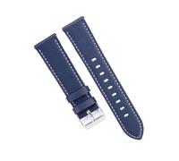 YYJzsw Echtes Rindsleder-Uhrenarmband, 20 mm, 22 mm, Kalbsleder, kompatibel mit Casio, for Damen und Herren, Uhrenarmband, Zubehör, solide Schnalle, Schwarzbraun(Blue,22mm)