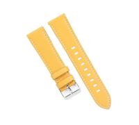 YYJzsw Echtes Rindsleder-Uhrenarmband, 20 mm, 22 mm, Kalbsleder, kompatibel mit Casio, for Damen und Herren, Uhrenarmband, Zubehör, solide Schnalle, Schwarzbraun(Yellow,20mm)
