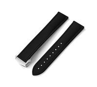 YYJzsw Kompatibel Mit Tank Santos Swatch Universal 20 Mm 21 Mm 22 Mm Schnellverschluss FKM-Kautschukarmband Mit Faltschließe(Black With Buckle,22mm)