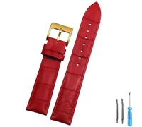 YYJzsw Uhrenarmband aus Kalbsleder, kompatibel mit Männern und Frauen, 16 mm, 18 mm, 20 mm, 22 mm, Uhrenzubehör, massive Schnalle, schwarz und braun(Red gold,16mm)