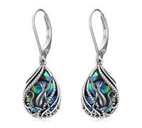 YYmqmq Tier-Ohrringe, 925er-Sterlingsilber, Abalone-Muschel, baumelnde Ohrhänger, Klappbügel, niedlicher Tierschmuck, Geschenke für Frauen und Freundin, Klein, Metall, Perlmutt