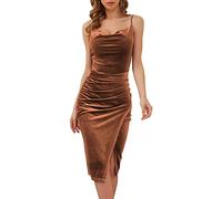 Yytcsjz Damen-Strapsrock, Elegant, Party, Abendkleider für Damen, sexy, klassisch, formelle Abendkleider, für Party, Dating, Club Wear, Abend (Color : Orange Red Color, Size : S)