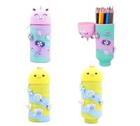 YYUEZHI 2 Stück Mäppchen, Federmäppchen 2 In 1, Mäppchen Einhorn, Weiche Silikontasche Kawaii Federmäppchen, Reißverschlusstasche Für Schülerin, Teenager, Mädchen, Junge