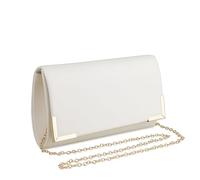 YYW Damen Abend-Clutch, Kette, weiches PU-Leder, Geldbörse, Handtasche mit abnehmbarem Kettenriemen, Damen-Schultertasche, Umhängetasche für Hochzeit, Cocktailparty, weiß, Einheitsgröße, Eleganz