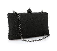 YYW Fashion Damen Glitzer Clutch Bag Crystal Diamante Strass Sparkly Abend Braut Prom Party Handtasche Geldbörse Schwarz