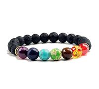 YZDKJ Charm männer Chakra armbänder Frauen schmuck Lava Stein grün agates beschmutzte perlen Quarz armreifen elastische Armband weibliche zubehör (Metal Color : Style 3)