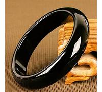 YZDKJ Frauen Jade Armband Schwarz Mode Accessoires Jadeite Natürliche Charme Frauen Männer Für Hand Geschnitzte Runde Armreif Damen Schmuck (Gem Color : Black, Metal Color : 56-58mm)