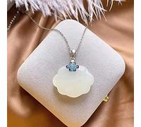 YZDKJ Hetian Jade Halskette Frauen Echte Natürliche Sterling Silber verbrannt Blau Chinesische Knoten Anhänger Damen Ruyi Sicherheitsschloss langes Leben