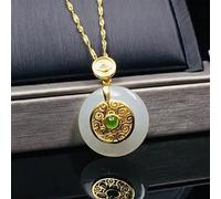 YZDKJ Hetian Jade Safety Schnalle Anhänger Damen Jade Szepter Grenzkette Chinesische Stil Vintage Jade Halskette Palast Stil zu (Gem Color : Pendant Necklace)