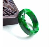 YZDKJ Jade Ring Natürlicher Burmese Jadeite Ring Schmuck Fine Schmuck Trockene Blüte Grüner Fingerring Smaragd Herren- und Damenring (Gem Color : Inner Diameter 19 mm)