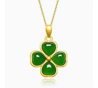 YZDKJ Klassische Klee Grün Jade Edelsteine 18 Karat Gold Farbe Anhänger Halsketten Für Frauen Choker Kette Schmuck Geburtstagsgeschenk (Gem Color : Pendant Necklaces)