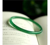 YZDKJ Natürliche grüne Jade armle Charme schmuck Frauen handgeschnitzte jadeeite Armband armreifen for Frauen männer Mode zubehör (Gem Color : Green, Metal Color : 60-62mm)
