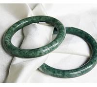 YZDKJ Natürliche grüne Jade armreif Armband handgeschnitzt fein Charme schmuck Mode zubehör for männer Frauen echte Jade runde armreifen (Gem Color : Green, Metal Color : 58-60mm)