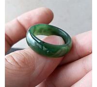 YZDKJ Natürliche grüne Nephrite Schmale Band Ring Kanadisches Jade Greenstone Schmuck Geschenk (Ring Size : 7)