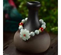 YZDKJ Natürliche Jade smaragd Blume 10mm perlen Armband einstellbar armreif Charme schmuck Mode zubehör handgeschnitzte Frau amulett