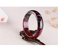 YZDKJ Natürliches Rosa Jade Armreif Armband Rosa Schwarz Blume Edelstein Jade Armband Authentic Jadeite Jade Jade Schmuck Real Jade (Gem Color : 57-58MM)