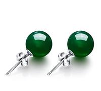 YZDKJ Smaragd Sterling Silber 925 Schmuck Ohrstecker for Frauen Ball Einfache Krone Jade Ohrringe Feine Valentinstag Schmuck 925 for Frauen