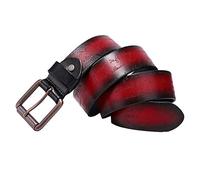 YZJYB Gürtel Herren Damen Echtleder Ledergürtel mit Schnalle Beschriftung Punk Rock Gürtel Vintage Western Design Versch Farben und Größen,Rot,120CM