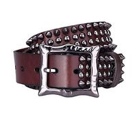 YZJYB Herren Damen Damen Nietengürtel im Vintage Design 105cm - 125cm Länge kürzbar Nieten Ledergürtel Hip Hop Gürtel Rock Gürtel für Oder Gothic-Outfits,Braun,125CM