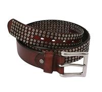 YZJYB Nieten Echtes Leder Gürtel mit Legierung Dornschließe Herren Damen 38cm Breit Punk Rock Style Ledergürtel 105cm - 125cm Kürzbar,Braun,125CM