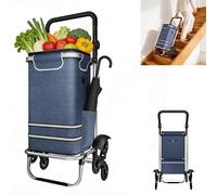 YZNAHRE Einkaufstrolley klappbar 56L, 3in1 Transportwagen Sackkarre und Umhängetasche,Stabiler Einkaufwagen mit Treppensteiger-Design, Blau