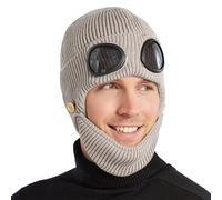 YzoTek Unisex-Strickbrille Mütze - 3 IN 1 Winter Warme Outdoor-Sportmode-Pilotenmütze mit Gesichtsmaske und Ohrabdeckung