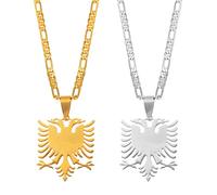 YZyizhen Albanien-Adler-Umrisskarte-Anhänger-Halskette - Land-Totem-Anhänger, Dünne Kette, Patriotischer, Zierlicher Schmuck, Ethnischer Stil, Hip-Hop, Damen Herren Mädchen, Unisex-Geschenke, 2 Stüc