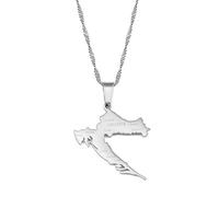 YZyizhen Halskette Mit Anhänger Aus Kroatien Mit Umrisskarte - Name des Landes, Städte, Ethnischer Stil, Dünne Kette, Patriotischer, Zierlicher Schmuck, Hip-Hop-Frauen Herren Mädchen, Unisex-Geschenk