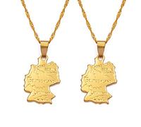 YZyizhen Halskette Mit Anhänger Mit Deutschlandkarte - Landumriss, Dünne Kette, Zierlicher Patriotischer Schmuck, Deutschland, Ethnischer Stil, Hip-Hop, Frauen, Männer, Mädchen, Unisex-Geschenke, 2 S