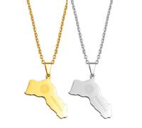 YZyizhen Kurdistan Karte Anhänger Halskette - Landflagge Umriss Charm Dünne Kette Zierlicher Patriotischer Schmuck, Kurdischer Ethnischer Stil Hip-Hop Damen/Herren/Mädchen Unisex Geschenke,2 Stück,Ei