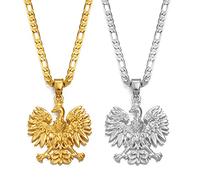 YZyizhen Polen Adler-Anhänger-Halskette - Polska Country Totem Ethno-Stil Charm-Kette Patriotischer Zierlicher 3D-Schmuck, Polen Hip-Hop Damen Herren Mädchen Unisex-Geschenke,2 Stück,Einheitsgröße