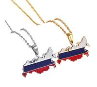 YZyizhen Russland Karte Flagge Anhänger Halskette - Land Umriss Charme Dünne Kette Zierlicher Patriotischer Schmuck, Russischer Ethnischer Stil Hip-Hop Damen Herren Mädchen Unisex Geschenke, 2 Stück,