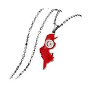 YZyizhen Tunesien Karte Flagge Anhänger Halskette - Land Umriss Charme Dünne Kette Zierlicher Patriotischer Schmuck, Tunesischer Ethnischer Stil Hip-Hop Damen Herren Mädchen Unisex Geschenke, Weiß, E