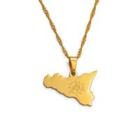 YZyizhen - Unisex-Halskette Mit Anhänger Von Sizilien, Ethnisch-Hip-Hop-Charme, Dünne Kette, Patriotischer, Zierlicher Schmuck, Erwachsene Und Kinder