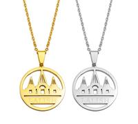 YZyizhen Yezidi Lalish Umriss-Anhänger-Halskette - Heiligster Tempel Yazidis Charme Dünne Kette Patriotischer Zierlicher Schmuck, Ethnischer Stil Hip-Hop Frauen Männer Mädchen, Unisex-Geschenke, 2 St