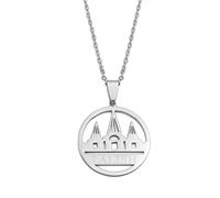 YZyizhen Yezidi Lalish Umriss-Anhänger-Halskette - Heiligster Tempel Yeziden-Charme Dünne Kette Patriotischer Zierlicher Schmuck, Ethnischer Stil Hip-Hop-Frauen Männer Mädchen, Unisex-Geschenke,Weiß