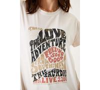 Garcia T-Shirt in Cremeweiß mit Statement Print L Regular Fit