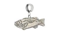 Z42 Fisch-Angler-Anhänger aus Zinn mit Öse, 5 mm Loch, silberfarben, englisches Zinn, für Armband oder Halskette