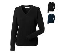 Z710F Russell Collection Damen Strick Pullover mit V-Ausschnitt French Navy 3XL