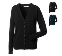 Z715F Russell Collection Damen Strick Cardigan mit V-Ausschnitt Charcoal Marl L