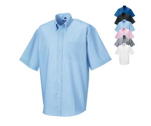 Z933 Russell Collection Kurzärmeliges Oxford-Hemd Bright Royal 3XL (47/48)