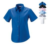 Z933F Russell Collection Kurzärmelige Oxford-Bluse White M