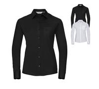 Z936F Russell Collection Langarm Popeline-Bluse Black XS