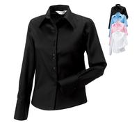 Z956F Russell Collection Bügelfreie langärmelige Damenbluse Black XL