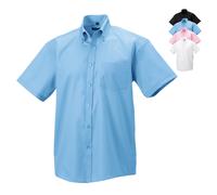 Z957 Russell Collection Bügelfreies kurzärmliges Herrenhemd Bright Sky 3XL (47/48)
