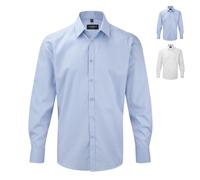 Z962 Russell Collection Fischgrätmuster Hemd Langarm Herren Light Blue XXL (45/46)