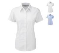 Z963F Russell Collection Fischgrätmuster Bluse Kurzarm Damen Light Blue L