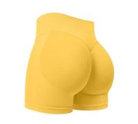 ZAAYO Damen Sport Shorts 3.6" Invisible Scrunch Butt Lifting Gym Workout Short Hoch Taille Yoga Short Nahtlose Booty Biker Shorts Cremegelb S