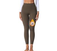 ZAAYO Damen Thermo Leggings Mit Fleece Warm Winter Gefüttert Sporthose Hohe Taille Sport Leggings Coffee S